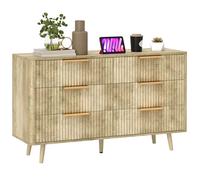 Commode - HOMCOM - 6 tiroirs - scandinave - poignées et pieds de pin - pour chambre à coucher, salon, couloir - 120x40x76cm - chêne