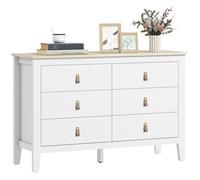 HOMCOM Commode 6 tiroirs, Meuble de Rangement poignées en polyuréthane Style Moderne, Plateau Effet Bois, Commode Chambre à Coucher, Salon, Couloir, 120 x 40 x 78 cm, Blanc