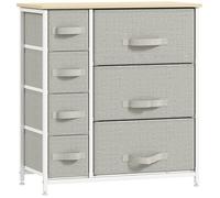 HOMCOM Commode 7 tiroirs en Tissu, chiffonnier, Meuble de Rangement Moderne, Cadre en Acier, Commode Chambre, Salon, entrée, 63,5 x 30 x 71 cm, Gris