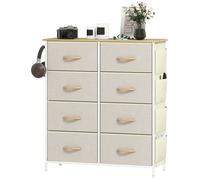 Commode - HOMCOM - 8 tiroirs en tissu - 4 poches, 2 crochets - structure en acier - 86 x 30 x 94,5 cm - beige