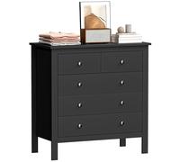 Commode HOMCOM à 5 tiroirs pour chambre à coucher, commode moderne, meuble de rangement spacieux pour salon, entrée, dressing, noir