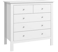 Commode - HOMCOM - avec 5 tiroirs, poignées, glissières métalliques, protection anti-basculement - 79l x 39,5P x 80,5H cm - blanc