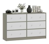 Commode Homcom avec 6 tiroirs en tissu, commode pour chambre à coucher, structure en acier et MDF, unité de rangement pour salon, bureau, dressing, blanc et gris BLANC