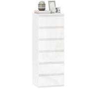 HOMCOM Commode 6 tiroirs, Meuble de Rangement étroit sans poignées, chiffonnier, Style Moderne, Commode pour Chambre à Coucher, Salon, Couloir, 40 x 35 x 109 cm, Blanc