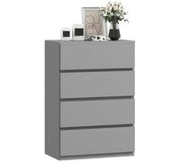 Commode HOMCOM, meuble de rangement à 4 tiroirs, armoire colonne pour chambre à coucher ou salon, gris