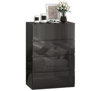 Commode HOMCOM, meuble de rangement à 4 tiroirs, armoire sur pied pour chambre à coucher ou salon, noir brillant