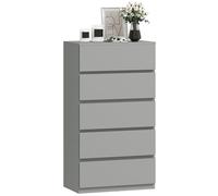 Commode HOMCOM, meuble de rangement à 5 tiroirs, armoire sur pied pour chambre à coucher ou salon, gris