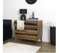 Commode - HOME DECO FACTORY - Forest - 3 Tiroirs - Bois - Marron et Noir