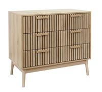 Home Deco Factory Commode Klaus – 3 tiroirs, bois brut, 90 x 49 x 79 cm – Marron