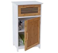 Commode HWC-A85, meuble de salle de bains, bambou, 71x40x31cm blanc