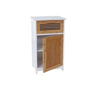 Commode HWC-A85, meuble de salle de bains, bambou, 71x40x31cm blanc
