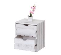 Commode MENDLER HWC-C62, 2 tiroirs, 36x32x26cm blanc shabby Blanc G