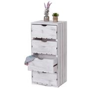 Mendler – Commode HWC-C62 – 4 tiroirs, 70x32x26 cm – Blanc Shabby Multicolore