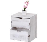 Commode HWC-C62, Commode à tiroirs Caisse en bois, Shabby-Look Vintage, 2 tiroirs 36x32x26cm ~ blanc