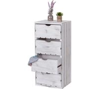 Commode HWC-C62, Commode à tiroirs Caisse en bois, Shabby-Look Vintage, 4 tiroirs 70x32x26cm ~ blanc