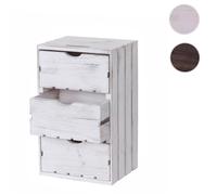 Commode HWC-C62, commode en bois, aspect miteux vintage 3 tiroirs 53x32x26cm marron