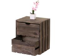 Commode HWC-C62, commode en bois, shabby look vintage, 2 tiroirs 36x32x26cm ~ marron