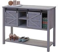 Commode HWC-D57, Armoire à portes coulissantes Sideboard Armoire, Shabby-Look Vintage 81x102x34cm ~ gris foncé