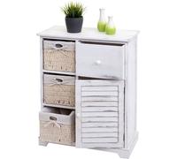 Commode HWC-H21, armoire Commode à tiroirs, bois massif Tiroir en osier 80x60x30cm ~ shabby blanc