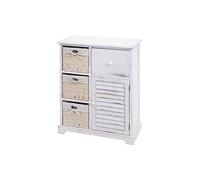 Commode HWC-H21 en bois massif 80x60x30cm blanc miteux