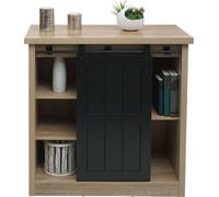 Commode HWC-K75, armoire étagère, porte coulissante 5 compartiments de rangement, aspect bois métal industriel 84x80x40cm ~ naturel