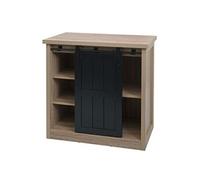 Mendler Commode HWC-K75 porte coulissante 5 rangements aspect bois/métal 84x80x40 cm naturel