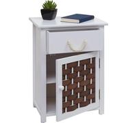 Commode HWC-K83, armoire à tiroirs, bois 55x39,5x28,5cm ~ blanc, polyrattan brun
