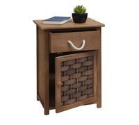 Commode HWC-K83, armoire à tiroirs, bois 55x39,5x28,5cm brun foncé, poly rotin brun foncé