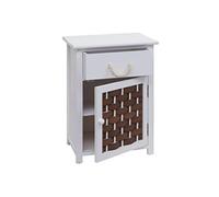 Commode HWC-K83 bois 55x39,5x28,5cm blanc poly rotin brun