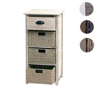 Commode Hwc-K84 Avec Paniers, Armoire À Tiroirs, Bois 83x40x29cm Naturel, Paniers Marron Clair Multicolore