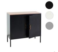 Mendler Commode HWC-L84 2 portes métal 90 x 90 x 40 cm mélaminé noir