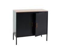 Commode HWC-L84 2 portes métal 90x90x40cm mélaminé noir