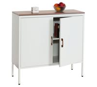 Commode HWC-L84, Armoire Buffet, 2 portes métal 90x90x40cm, mélaminé blanc