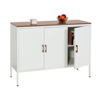 Mendler Commode HWC-L84, Armoire Buffet, 3 Portes métal 90x120x40cm, mélaminé - Blanc