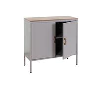 Mendler Commode HWC-L84 – 2 portes métal, 90x90x40 cm, mélaminé gris