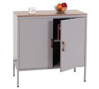 Mendler Commode HWC-L84, Buffet Armoire, 2 Portes métal 90x90x40cm, mélaminé - Gris