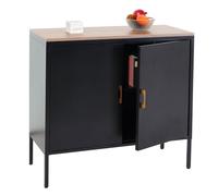 Commode Hwc-L84, Sideboard Armoire Buffet, 2 Portes Métal 90x90x40cm, Mélaminé Noir Multicolore