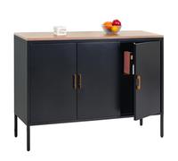 Mendler Commode HWC-L84 3 portes métal 90x120x40 cm mélaminé noir