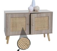 Commode HWC-M40, Sideboard Armoire Highboard, compartiments de rangement, Kubu rotin bois mélaminé, aspect chêne