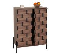 Commode HWC-M44 tressé Push-to-open portes 109x75x40cm, marron
