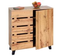 Commode Hwc-M46, Armoire Sideboard Buffet Highboard, 2 Portes 88x80x34cm, Teinte Naturelle Multicolore