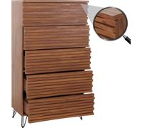 Commode HWC-M49, Armoire Highboard, design 3D 5 tiroirs MDF métal 145x80x44cm ~ aspect noyer