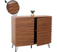 Commode HWC-M49, armoire Sideboard Highboard, compartiments de rangement design 3D, MDF métal 85x95x45cm ~ aspect noyer