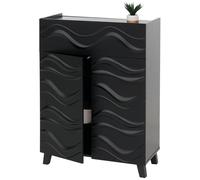Commode HWC-N86, Armoire Sideboard Buffet, 3D-Wellen-Design Push-to-open Türen 107x76x36cm noir