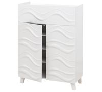 Commode HWC-N86, Armoire Sideboard Buffet, Design 3D vagues Push-to-open portes 107x76x36cm ~ blanc