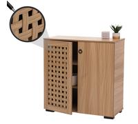 Commode Hwc-N87, Armoire Buffet, Design 3d Tressé 2 Portes 3 Compartiments De Rangement Soft-Close, 82x80x37cm Marron Marron