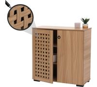 Commode Hwc-N87, Armoire Buffet, Design 3d Tressé 2 Portes 3 Compartiments De Rangement Soft-Close, 82x80x37cm Marron Marron