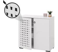Commode HWC-N87, Buffet Armoire Buffet, design 3D tressé 2 portes 3 compartiments de rangement Soft-Close, 82x80x37cm ~ blanc