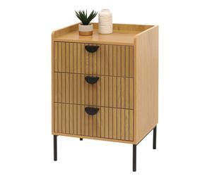 Commode HWC-O39, Armoire Highboard, 3 tiroirs Mélamine MDF 77x50x42cm naturel