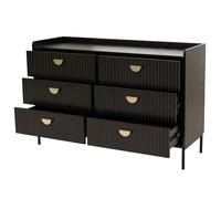 Commode HWC-O39 Armoire Highboard 6 tiroirs mélamine MDF 80x120x44cm - aspect bois noir